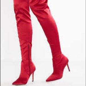 Red Knee High Boots